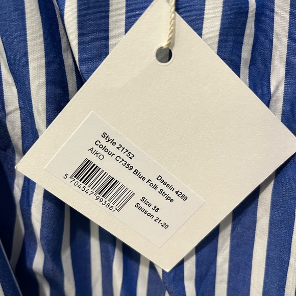 PFERGARTEN BLUE WHITE FOLK STRIPE PEASANT STYLE DRESS - Picture 7 of 13